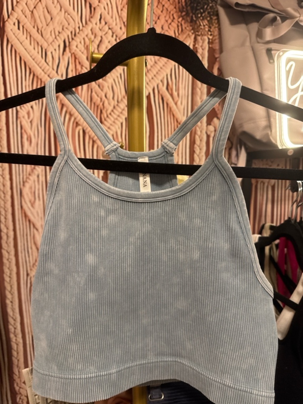 Zenana Ribbed Light Blue Crop Tank Top - Women's